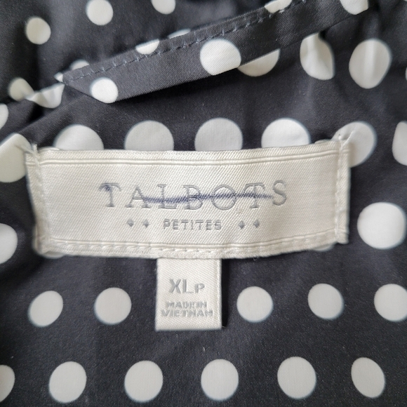Talbots Down Puffer Vest Women Size XLP XL Petite Black White Polka Dot Full Zip - Picture 4 of 8